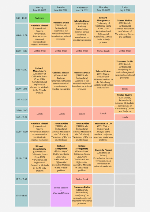 JISD2022 Schedule Centre de Recerca Matemàtica