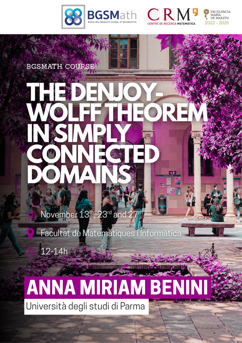 Poster: The Denjoy–Wolff Theorem in simply connected domains, BGSMath course by Anna Miriam Benini